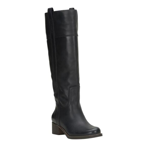 Lucky Brand Women's Hybiscus Knee High Leather Riding Boots Black Size 8 1/2
